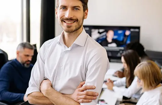 A man standing in an office